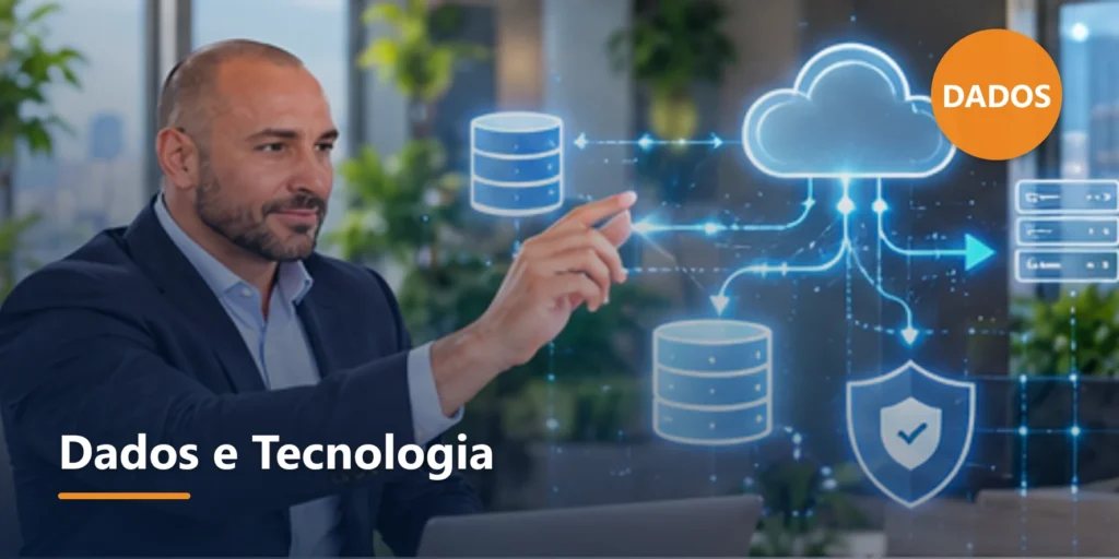 Ilustração editorial sobre Base de dados e tecnologia.