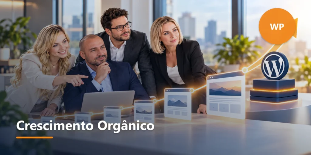 Ilustração editorial sobre Construa o crescimento orgânico no sistema WordPress.